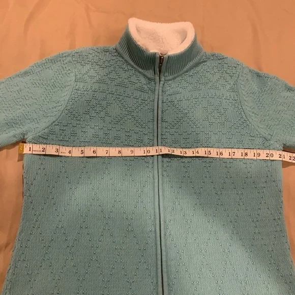 Croft & Barrow Full Zip Turquoise Jacket with Sherpa Collar Size Large - Picture 11 of 15